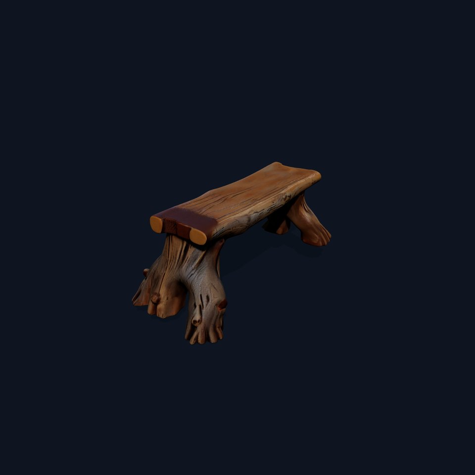 Rustic Wood Bench Model Pack with Natural Tree Trunk Legs